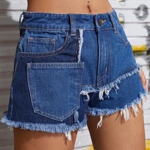 Patchwork denim shorts